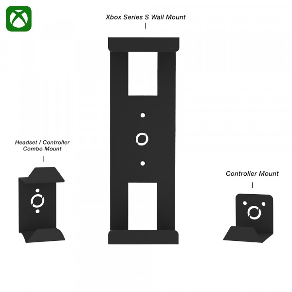 Xbox Series S Wall Mount + Headset Controller Combo Mount + Gaming Controller Mount