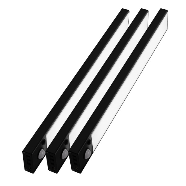 Magnetic LED Light Bar - Aluminum  - Black - 3 Pack