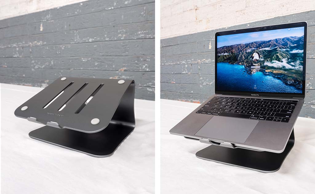 in schwarz Material Edelstahl Innovativer Laptop Stand 7-stufig verstellbar extrem flach, 